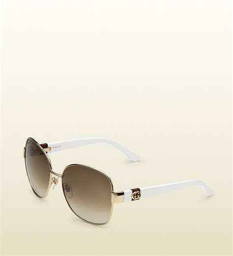 gucci white gold sunglasses|authentic Gucci sunglasses sale.